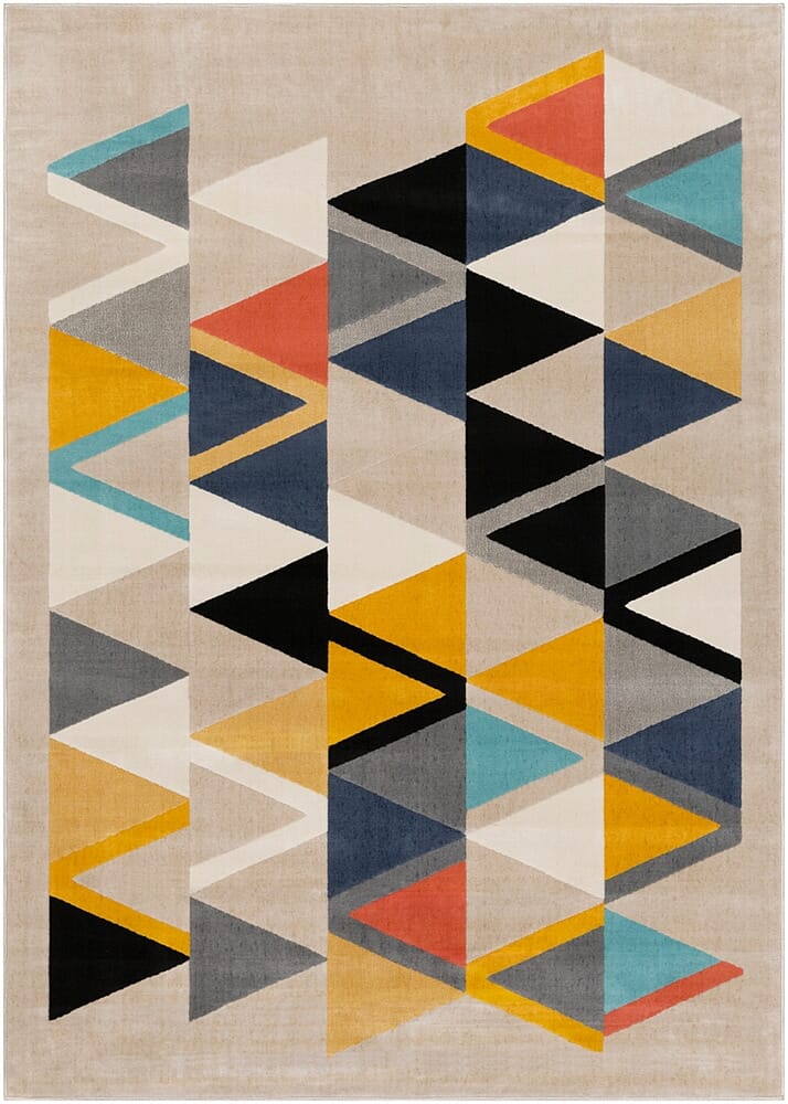 Surya City Cit-2350 Mustard, Aqua, Beige, Taupe Geometric Area Rug