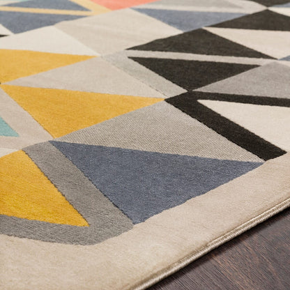 Surya City Cit-2350 Mustard, Aqua, Beige, Taupe Geometric Area Rug