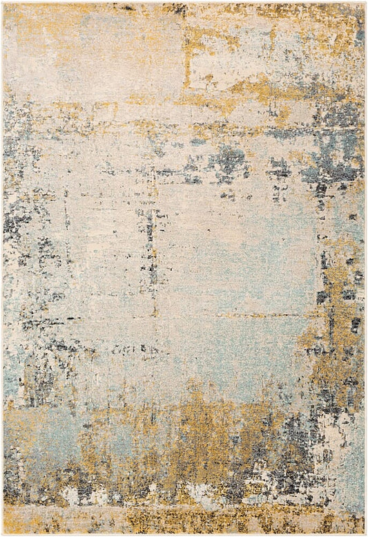 Surya City Cit-2378 Mustard, Aqua, Beige, Khaki, Taupe Organic / Abstract Area Rug