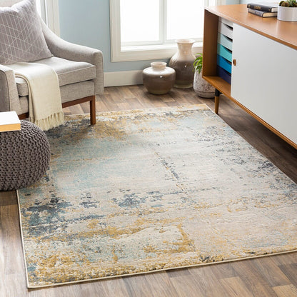 Surya City Cit-2378 Mustard, Aqua, Beige, Khaki, Taupe Organic / Abstract Area Rug