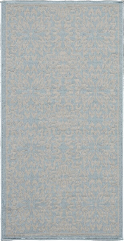 Nourison Jubilant Jub06 Ivory / Light Blue Damask Area Rug