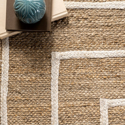 Nuloom Caile Raised Jute Nca3508A Ivory Area Rug