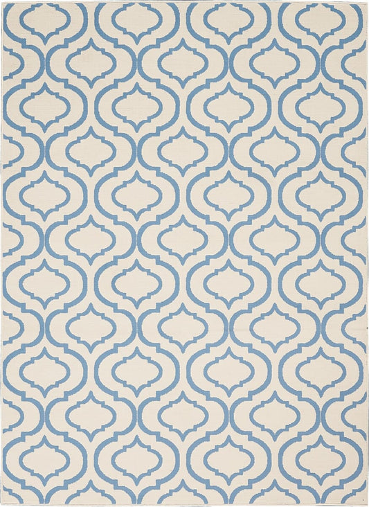 Nourison Jubilant Jub19 Ivory / Blue Geometric Area Rug