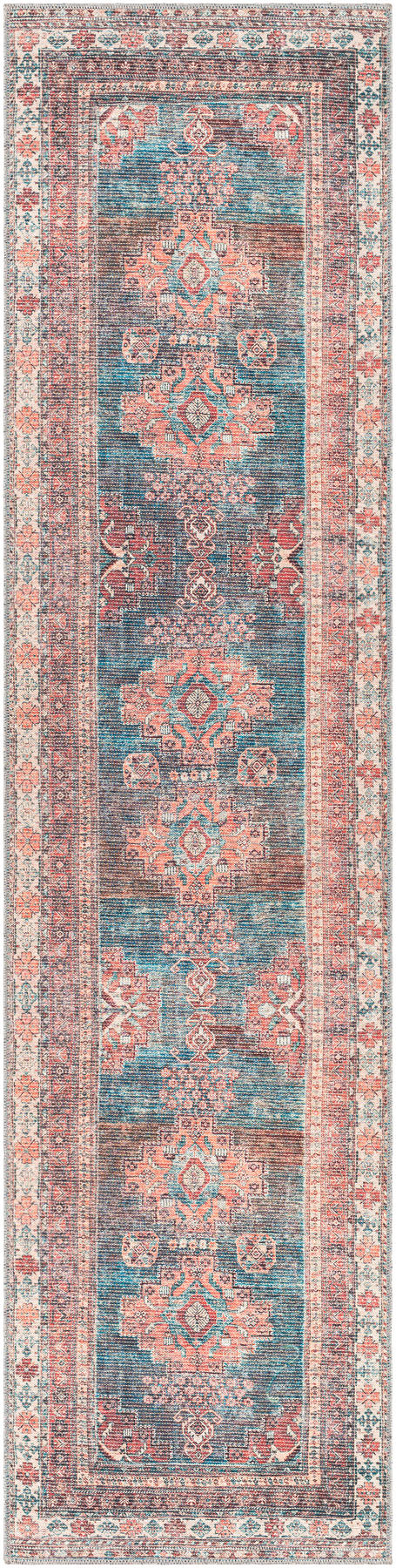 Surya Colin Cln-2305 Blue, Dusty Coral, Rust, Dark Brown Rugs.