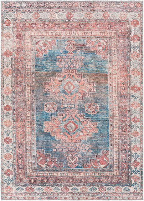 Surya Colin Cln-2305 Blue, Dusty Coral, Rust, Dark Brown Rugs.