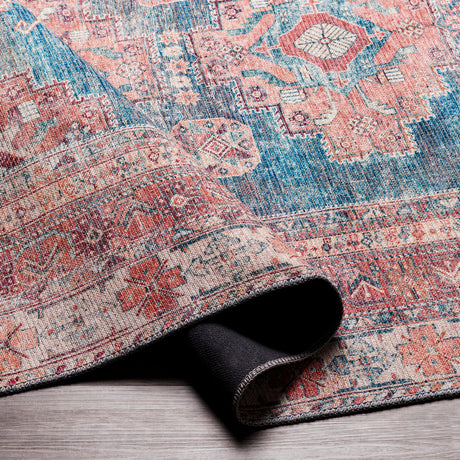 Surya Colin Cln-2305 Blue, Dusty Coral, Rust, Dark Brown Rugs.