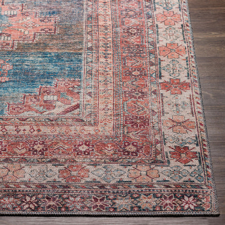 Surya Colin Cln-2305 Blue, Dusty Coral, Rust, Dark Brown Rugs.