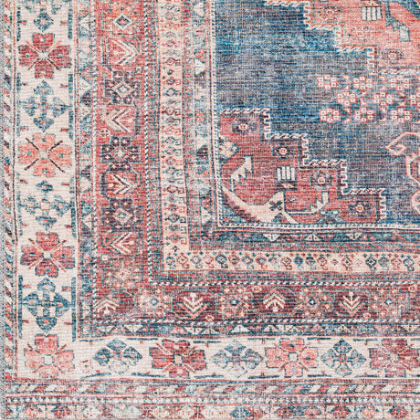 Surya Colin Cln-2305 Blue, Dusty Coral, Rust, Dark Brown Rugs.