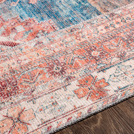 Surya Colin Cln-2305 Blue, Dusty Coral, Rust, Dark Brown Rugs.