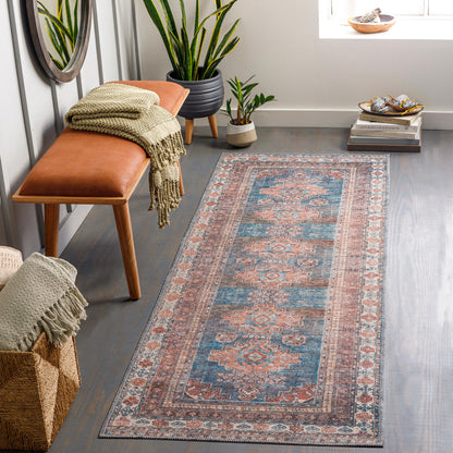 Surya Colin Cln-2305 Blue, Dusty Coral, Rust, Dark Brown Area Rug