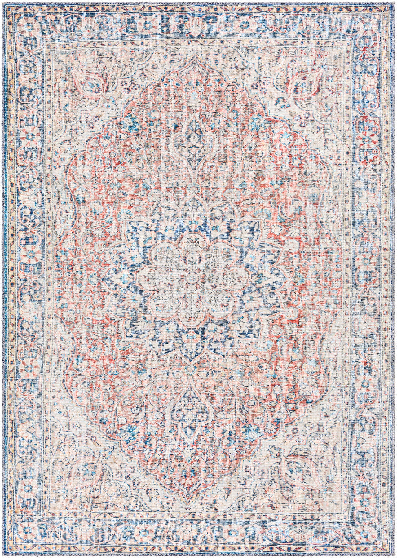 Surya Colin Cln-2307 Red, Dark Blue, Light Blue, Tan Area Rug