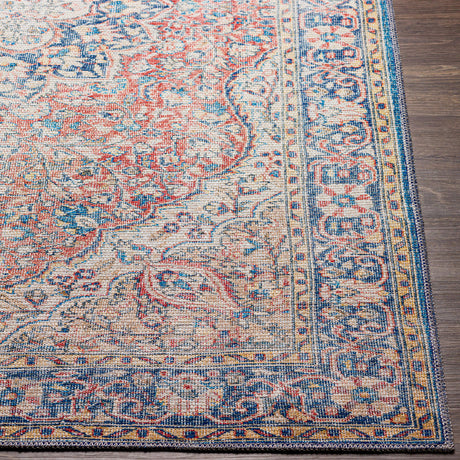 Surya Colin Cln-2307 Red, Dark Blue, Light Blue, Tan Rugs.