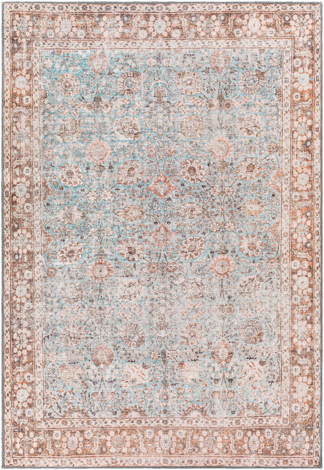 Surya Colin Cln-2310 Light Blue, Tan, Orange, Brown Area Rug