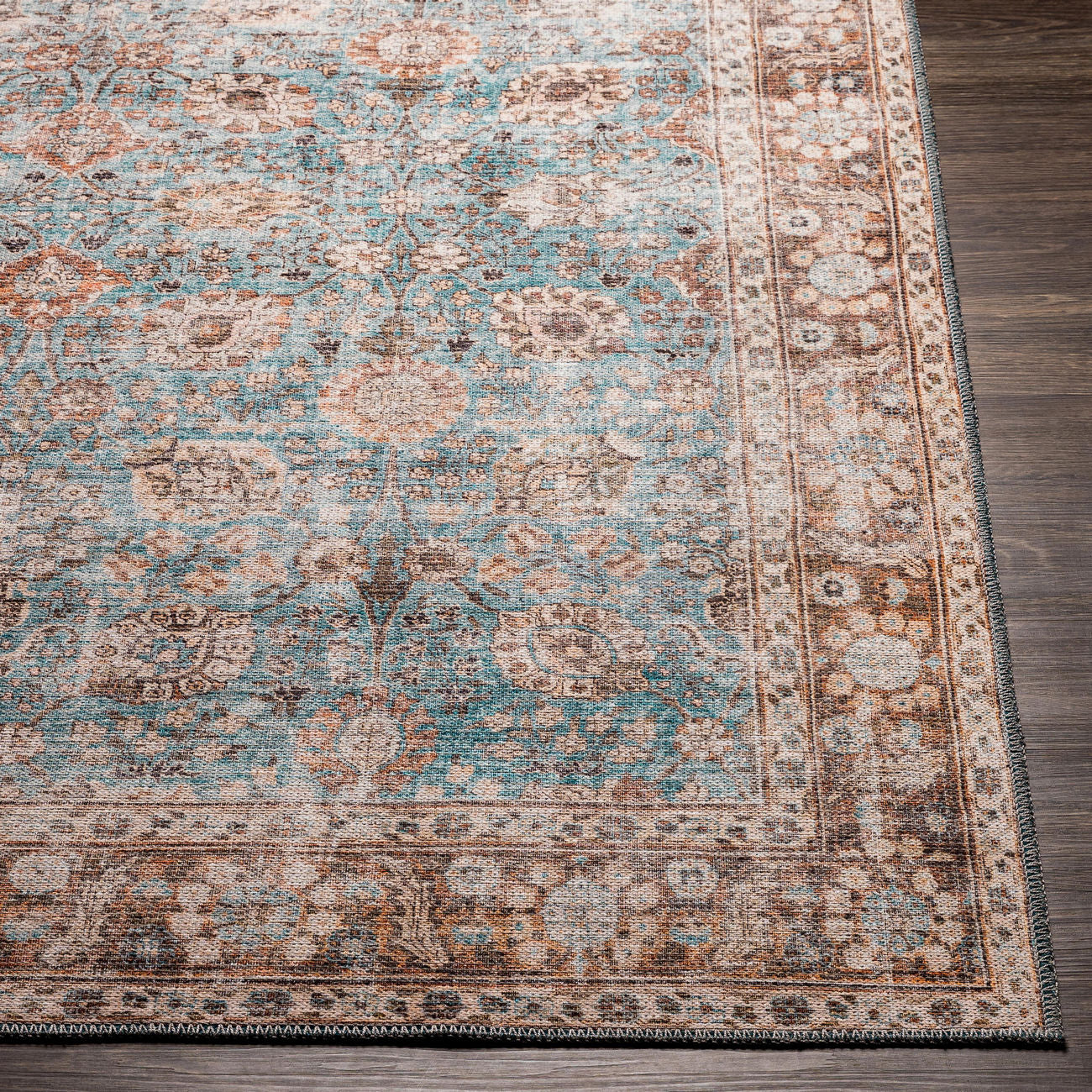 Surya Colin Cln-2310 Light Blue, Tan, Orange, Brown Area Rug