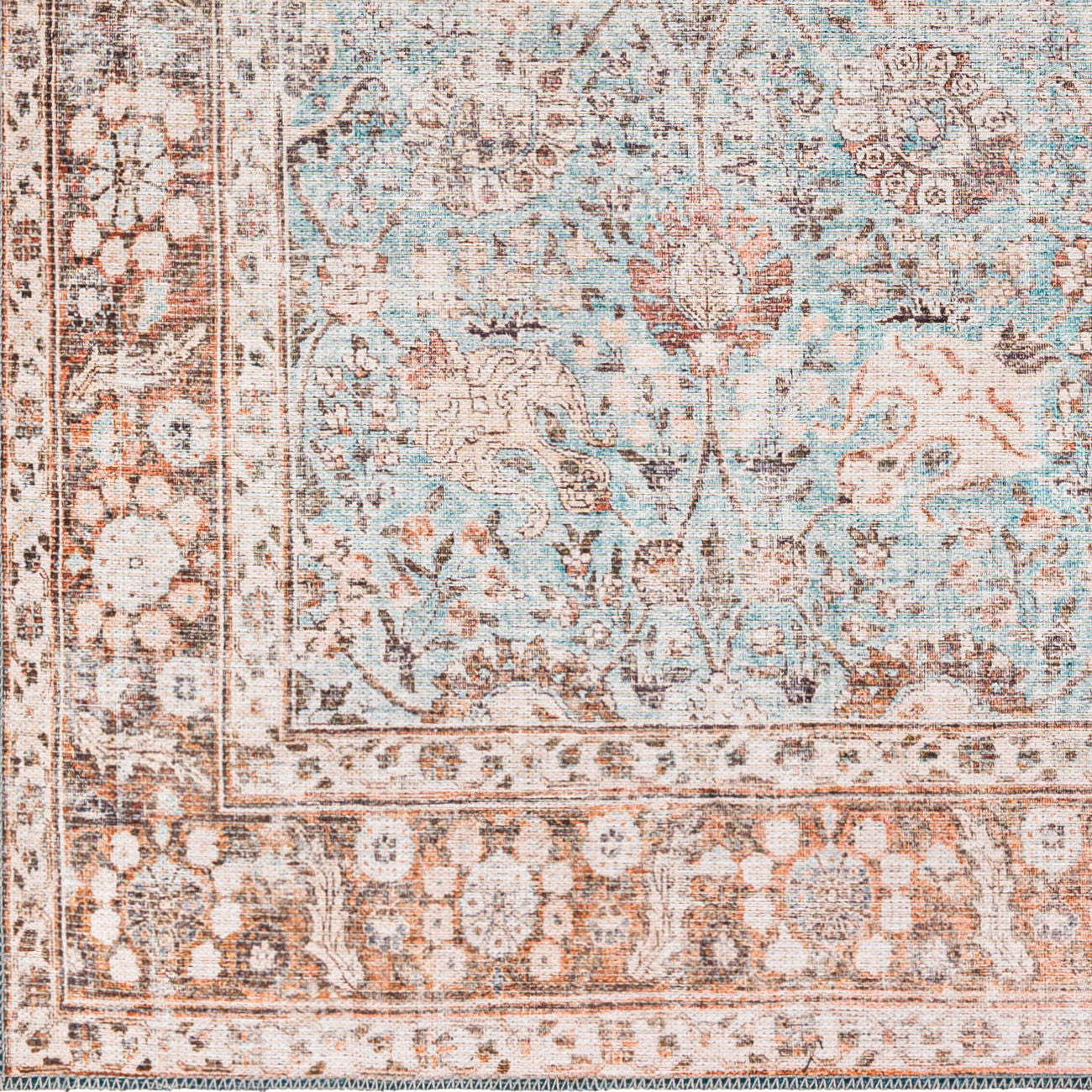 Surya Colin Cln-2310 Light Blue, Tan, Orange, Brown Area Rug