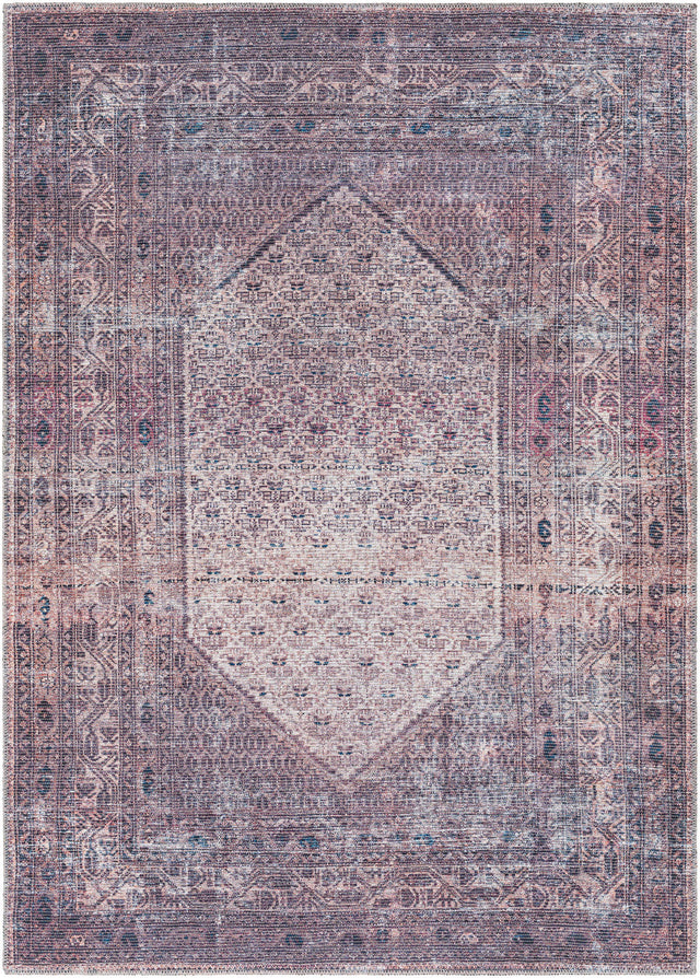 Surya Colin Cln-2313 Plum, Ink Blue, Dusty Pink, Cream Rugs.