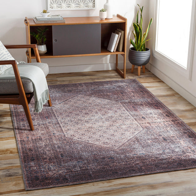 Surya Colin Cln-2313 Plum, Ink Blue, Dusty Pink, Cream Rugs.