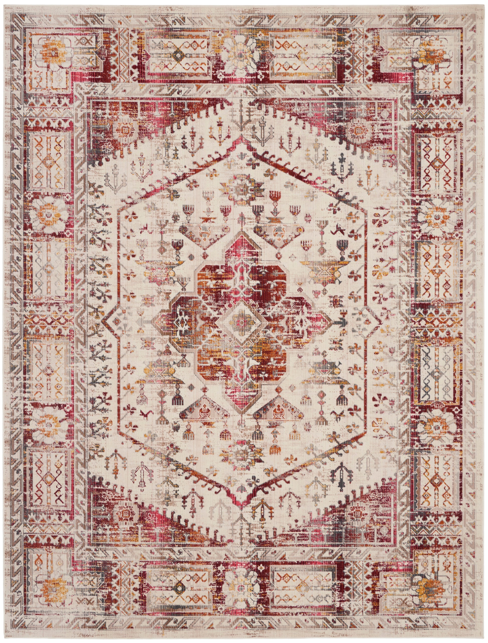 Nourison Vintage Kashan Vka08 Ivory Red Area Rug