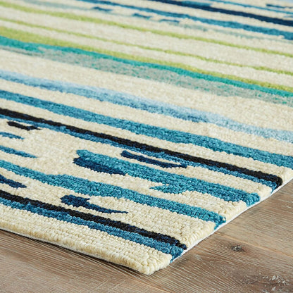 Jaipur Colours Sketchy Lines Co19 Blue / White Striped Area Rug