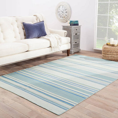 Jaipur Coastal Shores Kiawah Coh07 Harbor Gray / Dusty Turquoise Striped Area Rug