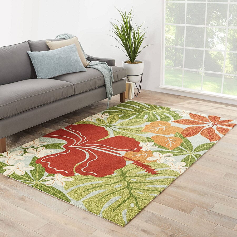 Jaipur Coastal Lagoon Luau Col20 Surf Spray / Bossa Nova Floral / Country Area Rug