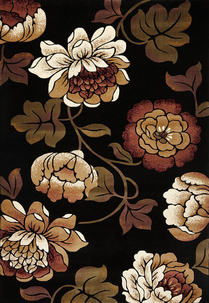 KAS Corinthian 5351 Bella Black Floral / Country Area Rug