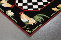 Liora Manne Frontporch Rooster 2408/48 Black, Green, Red, White, Yellow Floral / Country Area Rug