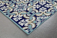 Liora Manne Ravella Floral Tile 2253/33 Navy Bohemian Area Rug