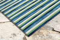 Liora Manne Visions Ii Painted Stripes 4313/03 Cool, Blue, Green Striped Area Rug