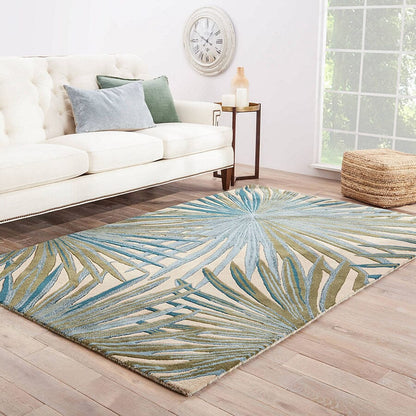 Jaipur Coastal Seaside Palmetto Cos33 Fog / Smoke Blue Floral / Country Area Rug