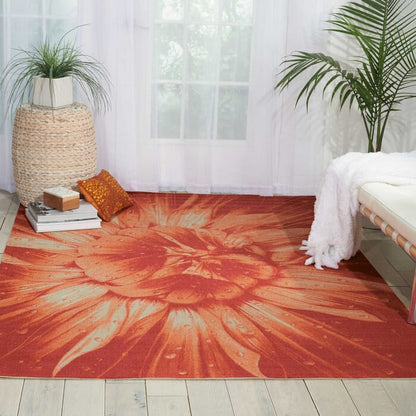 Nourison Coastal Cstl2 Red Floral / Country Area Rug