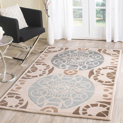 Safavieh Capri Cpr353A Beige / Blue Damask Area Rug