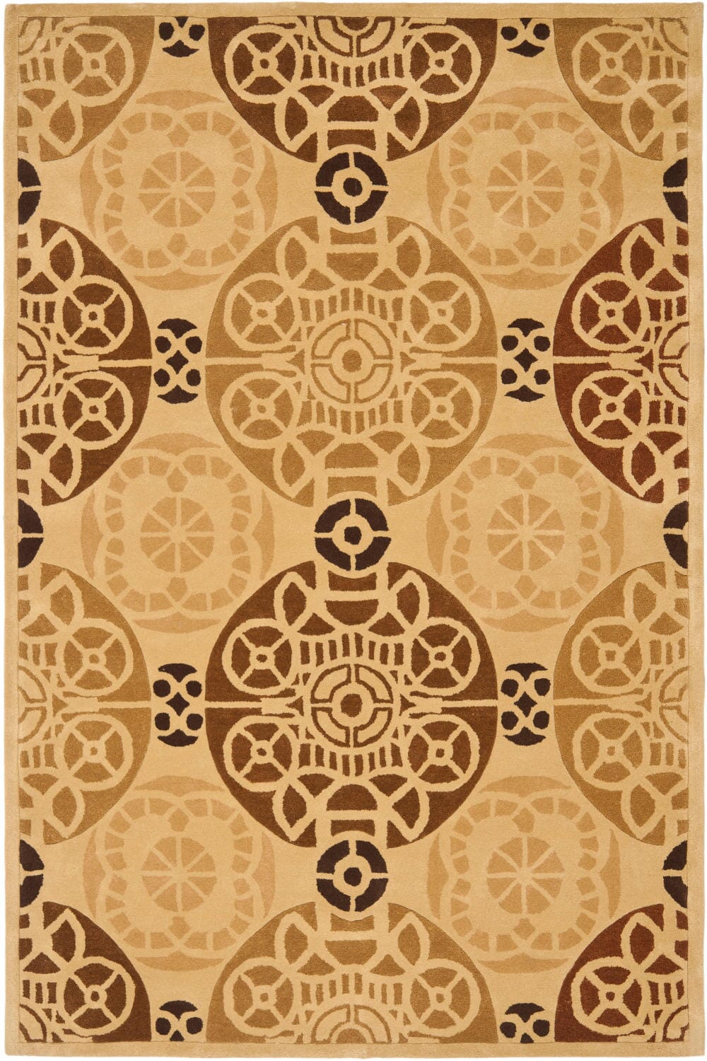 Safavieh Capri Cpr353B Gold / Multi Damask Area Rug