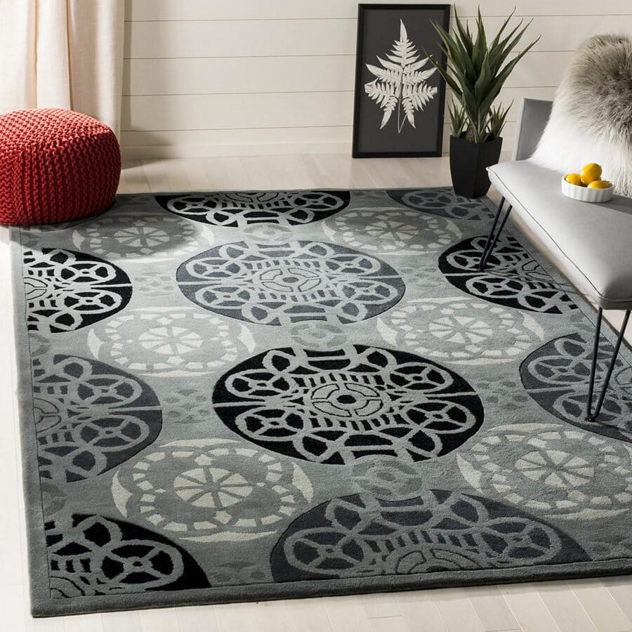 Safavieh Capri Cpr353C Grey / Black Damask Area Rug