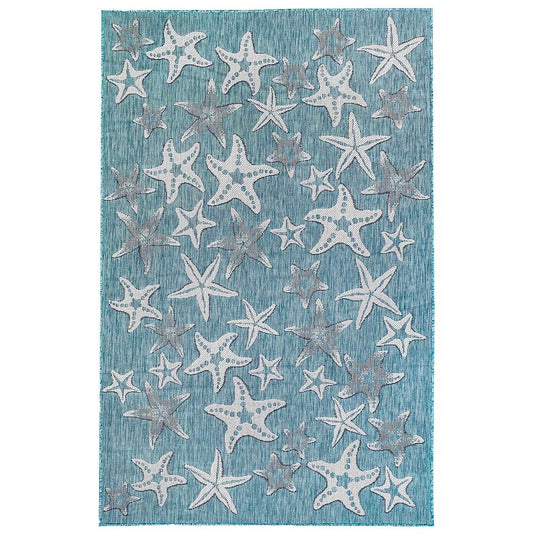 Liora Manne Carmel Starfish 8415/04 Aqua Coastal Area Rug