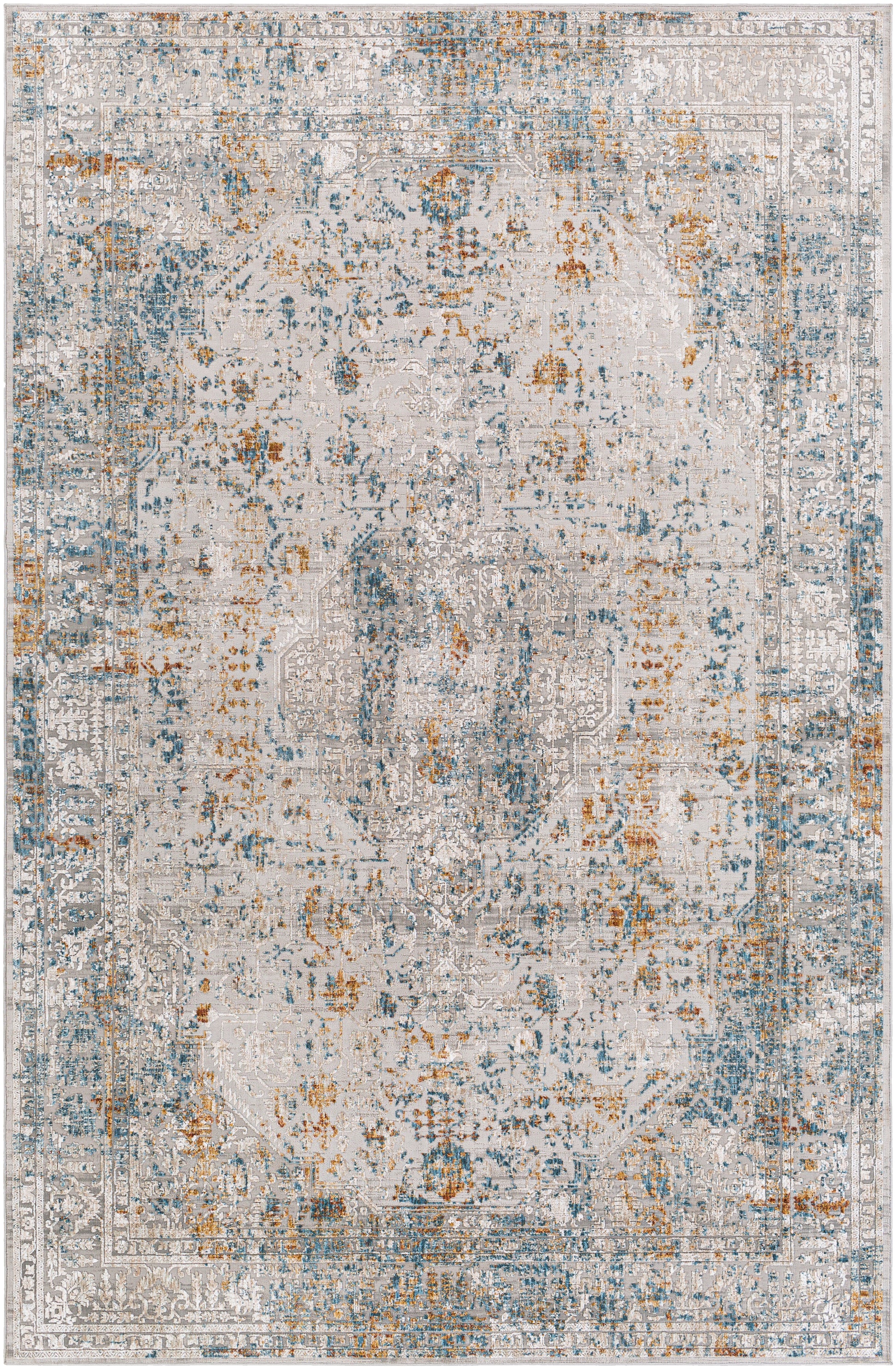 Surya Carmel Crl-2317 Taupe, Light Gray, Aqua, Mustard Area Rug