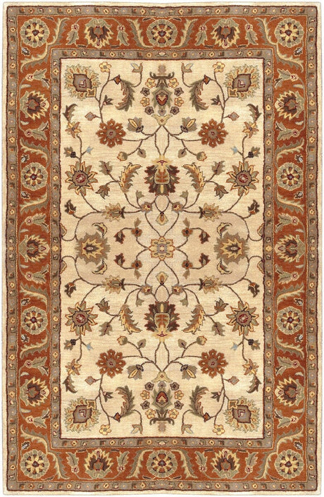 Surya Crowne crn-6004 Golden Beige / Rust / Gold / Fern Rugs.