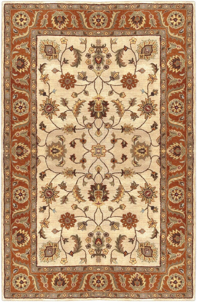 Surya Crowne crn-6004 Golden Beige / Rust / Gold / Fern Rugs.