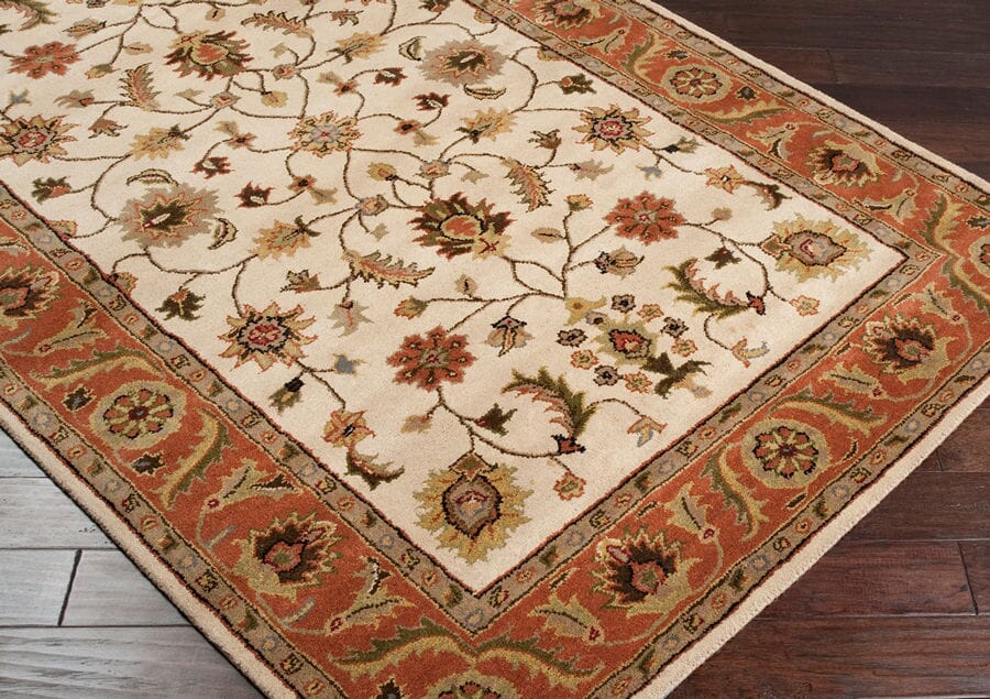 Surya Crowne crn-6004 Golden Beige / Rust / Gold / Fern Rugs.