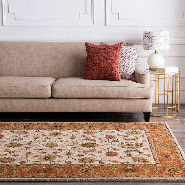 Surya Crowne crn-6004 Golden Beige / Rust / Gold / Fern Rugs.