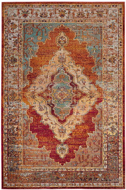 Safavieh Crystal Crs500A Orange / Light Blue Vintage / Distressed Area Rug