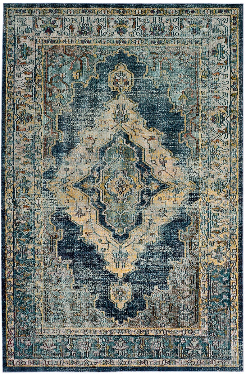 Safavieh Crystal Crs500M Blue / Yellow Vintage / Distressed Area Rug