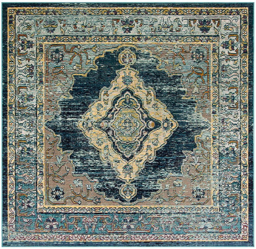 Safavieh Crystal Crs500M Blue / Yellow Vintage / Distressed Area Rug