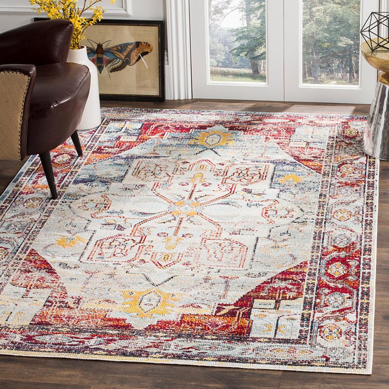 Safavieh Crystal Crs503C Light Blue / Red Vintage / Distressed Area Rug