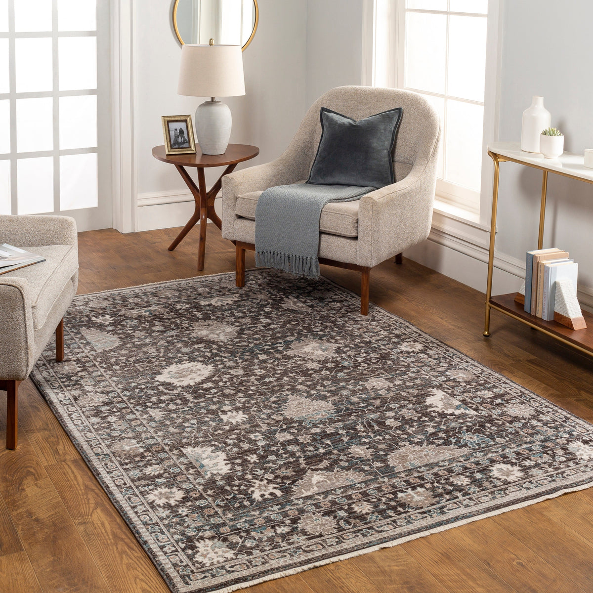 Surya Carlisle Csi-2308 Dark Brown, Ivory Rug.