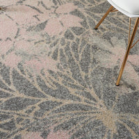 Nourison Tranquil Tra08 Grey / Pink Floral / Country Area Rug