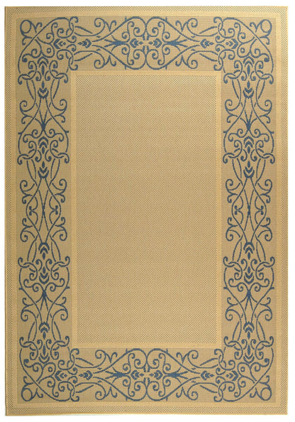 Safavieh Courtyard cy1588-3101 Natural / Blue Bordered Area Rug