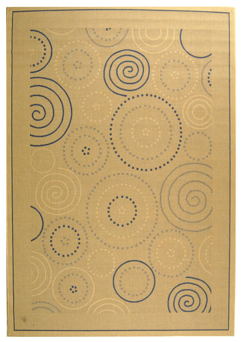 Safavieh Courtyard Cy1906-3101 Natural / Blue Geometric Area Rug