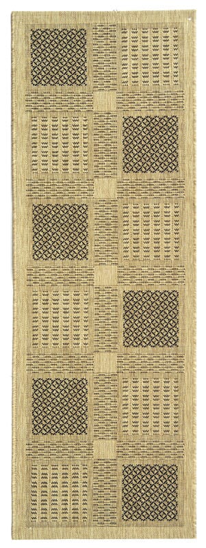 Safavieh Courtyard Cy1928-3901 Sand / Black Geometric Area Rug