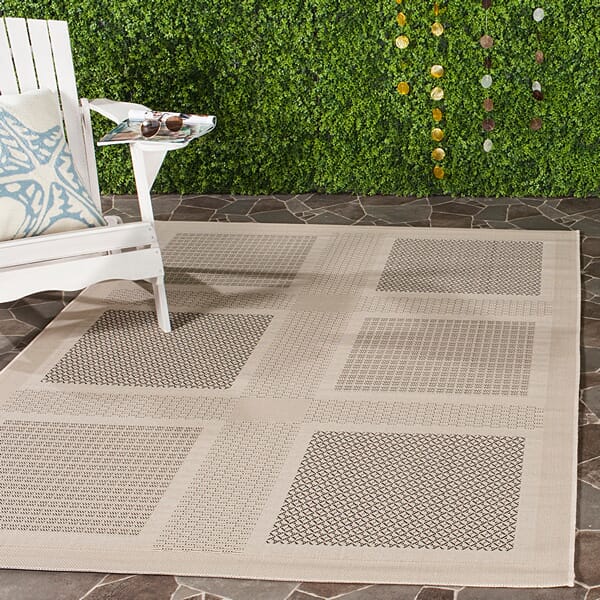 Safavieh Courtyard Cy1928-3901 Sand / Black Geometric Area Rug